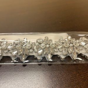 Rhinestone bridal belt with off white ribbon